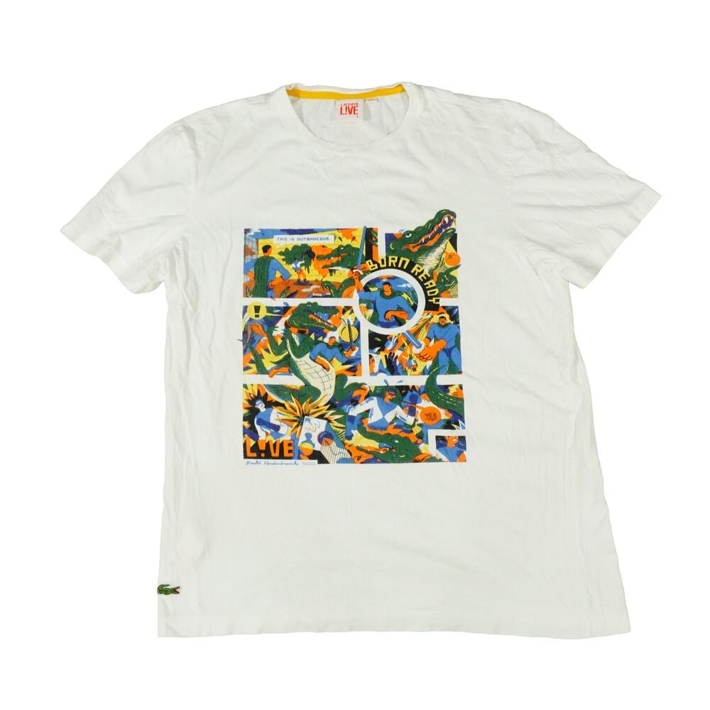 Lacoste L!VE Rare Born Ready Crocodile Comic Book T Shirt Large Size 6